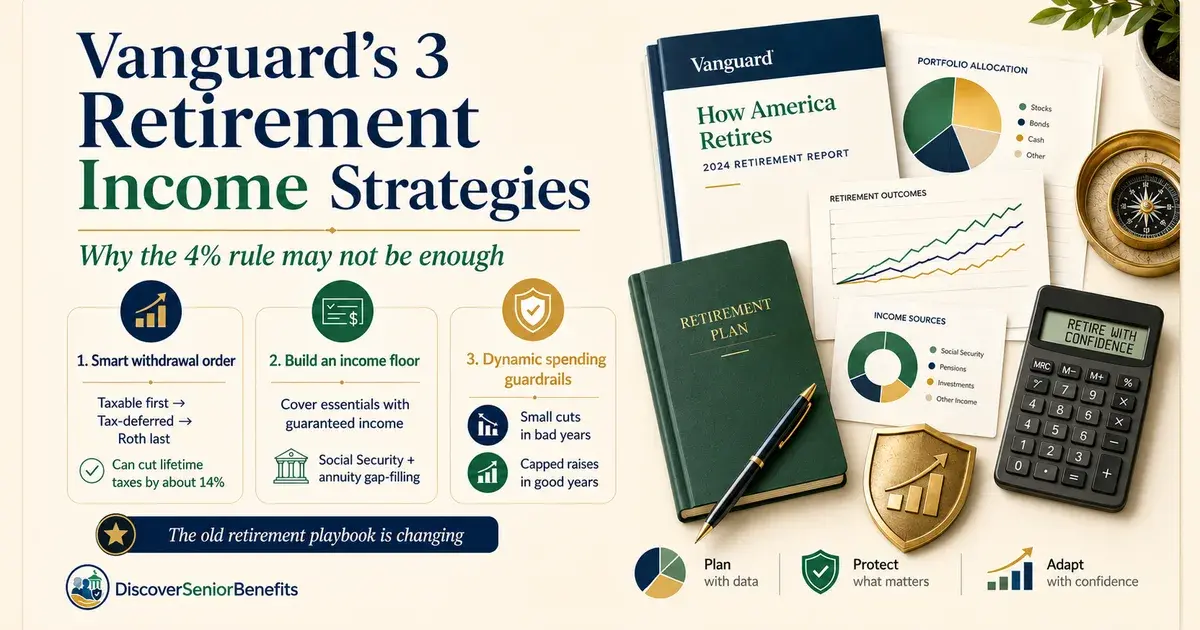 Editorial illustration accompanying article: 3 Retirement Income Strategies From Vanguard's Latest Report
