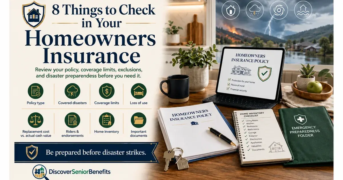 Editorial illustration accompanying article: Homeowners Insurance Checklist for Seniors