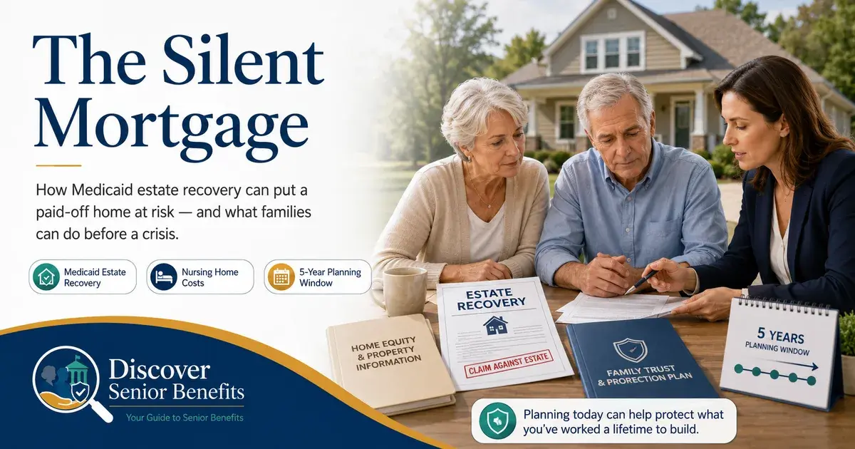 Editorial illustration accompanying article: Medicaid Estate Recovery: How It Can Claim Your Home