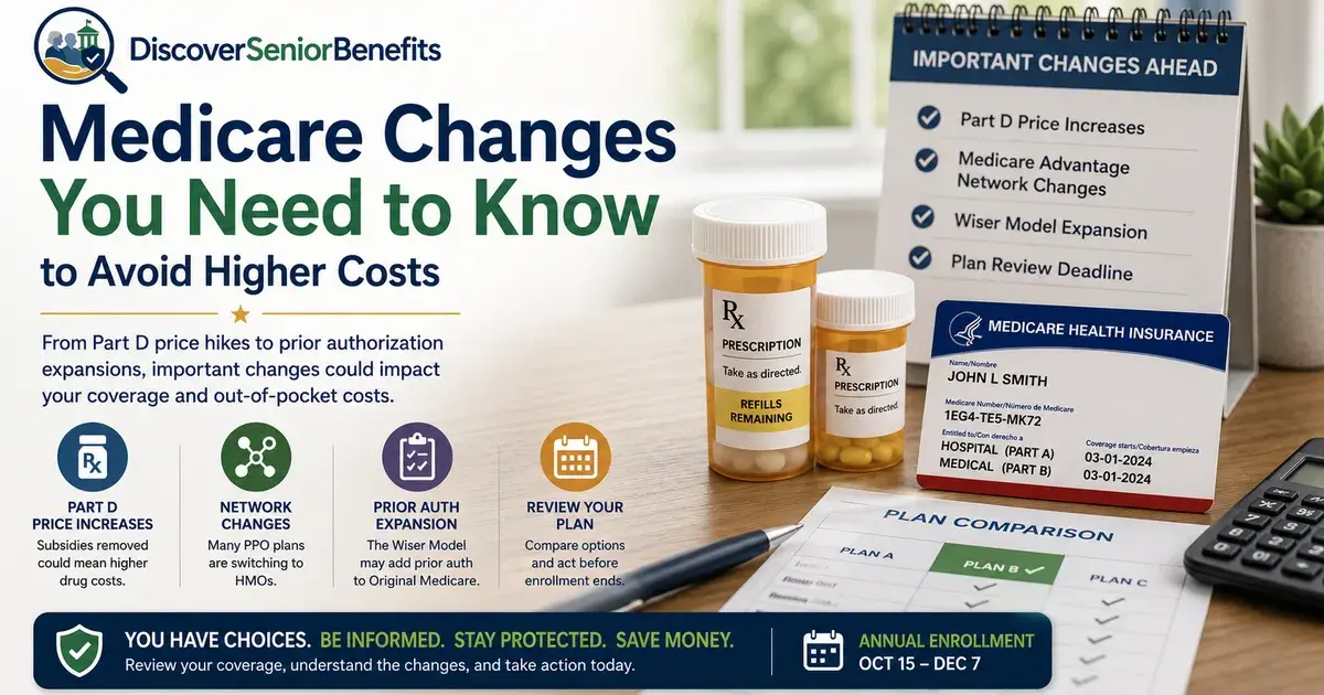 Editorial illustration accompanying article: Medicare Part D Changes, Social Security Tips, and What Seniors Need to Know Now