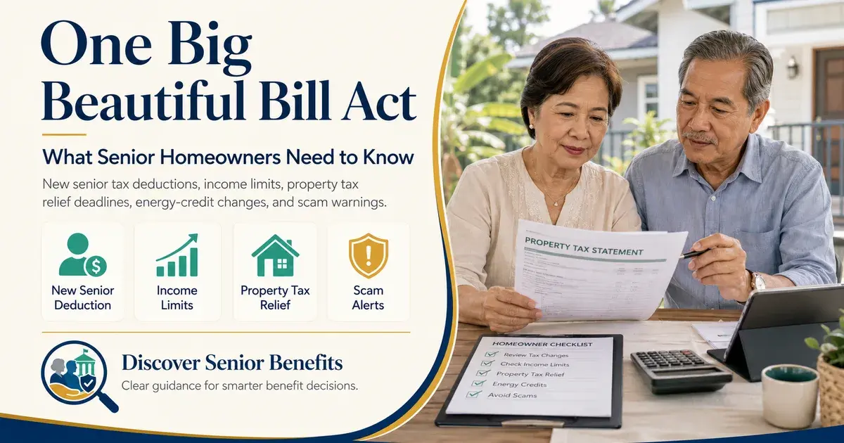 Editorial illustration accompanying article: One Big Beautiful Bill Act: What Senior Homeowners Need to Know