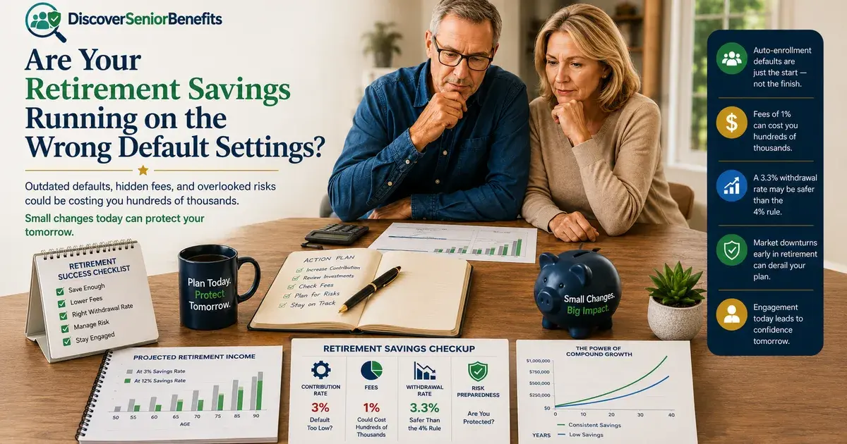 Editorial illustration accompanying article: Are Your Retirement Savings Running on the Wrong Default Settings?