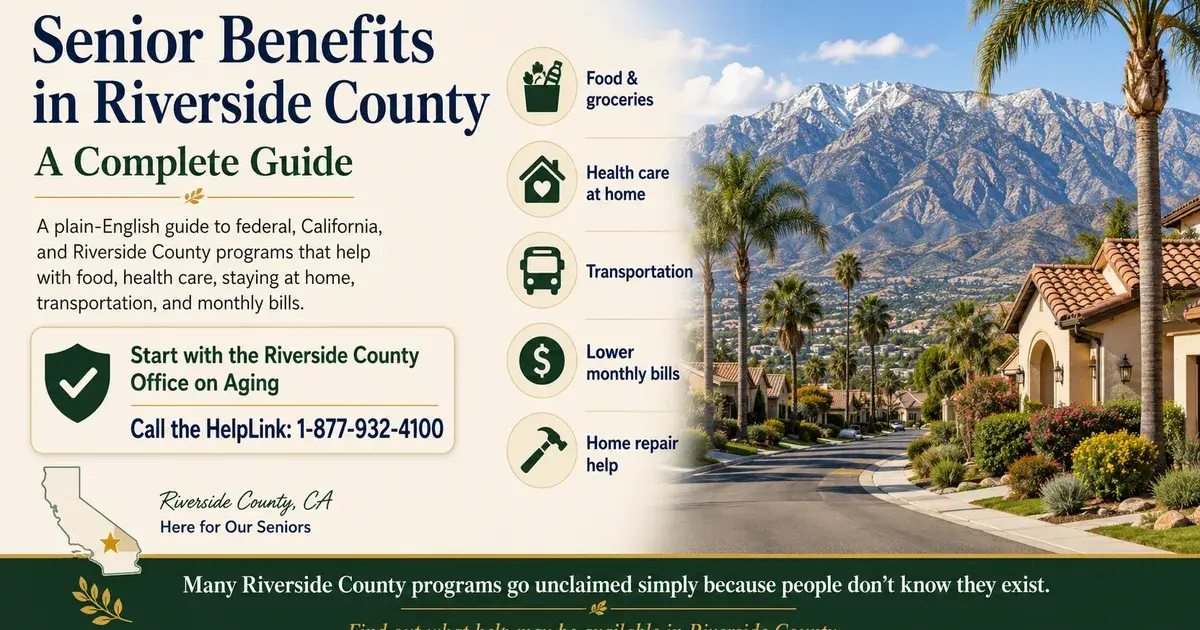 Editorial illustration accompanying article: Senior Benefits in Riverside County: A Complete Guide