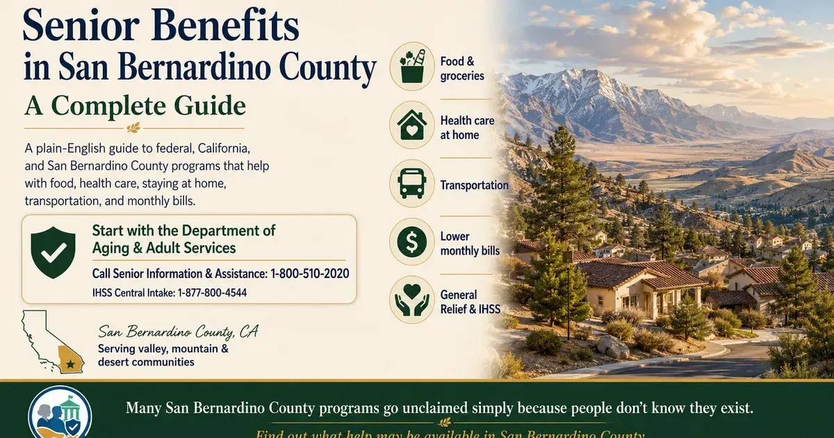 Editorial illustration accompanying article: Senior Benefits in San Bernardino County: A Complete Guide