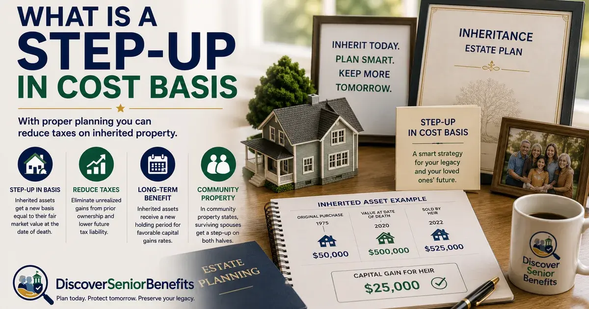 Editorial illustration accompanying article: Step-Up in Cost Basis: What Heirs and Estate Planners Need to Know